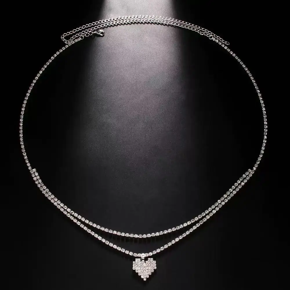 Double chaîne de taille à strass
