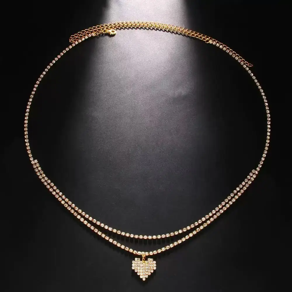Double chaîne de taille à strass